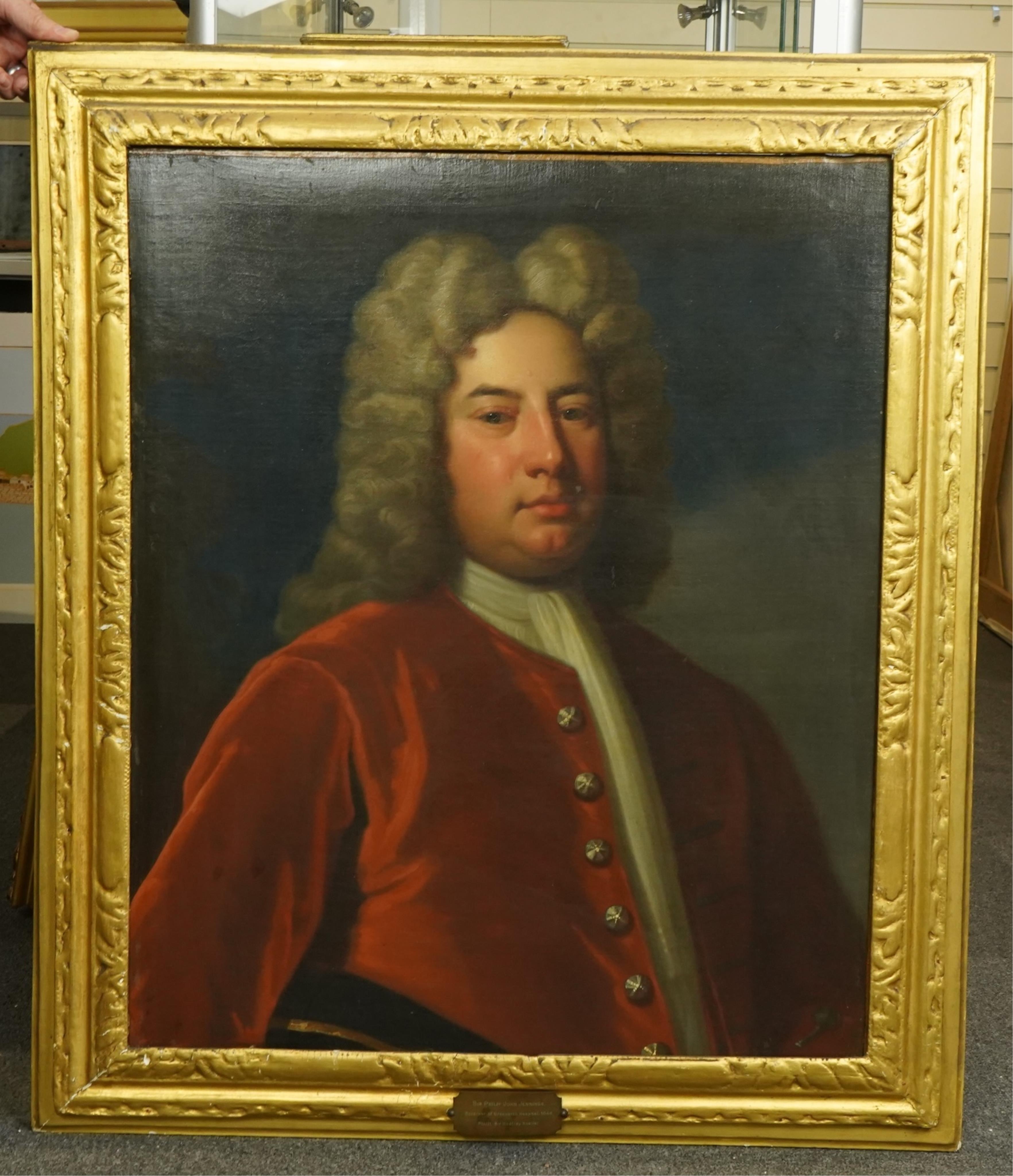 Follower of Sir Godfrey Kneller (English, 1646-1723), Portrait of Sir Philip John Jennings, Governor of Greenwich Hospital 1644, oil on canvas, 75 x 82cm